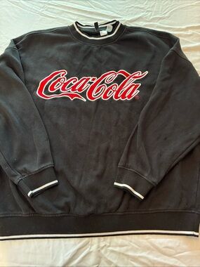 Divided Black Crewneck Sweater with Red Coca-Cola Script